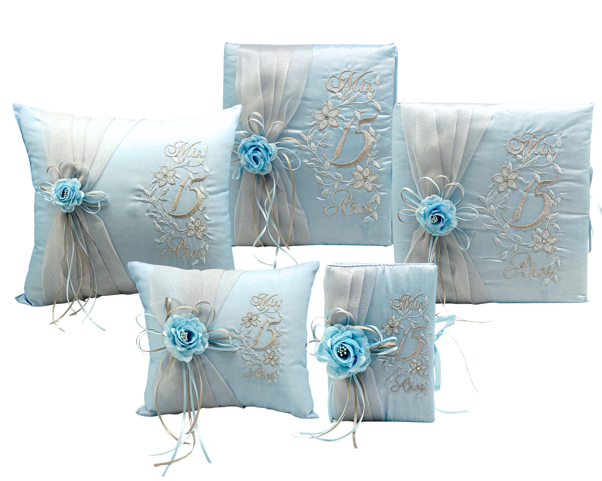 Ensemble Quinceanera Mis Quince 5 pièces avec diadème et livre d'or de cérémonie