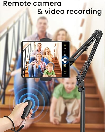 Miniatura 7 de Soporte de suelo para Kindle con girador de páginas remoto para leer en la cama, soporte para tableta con base estable de 6.6 libras, accesorios