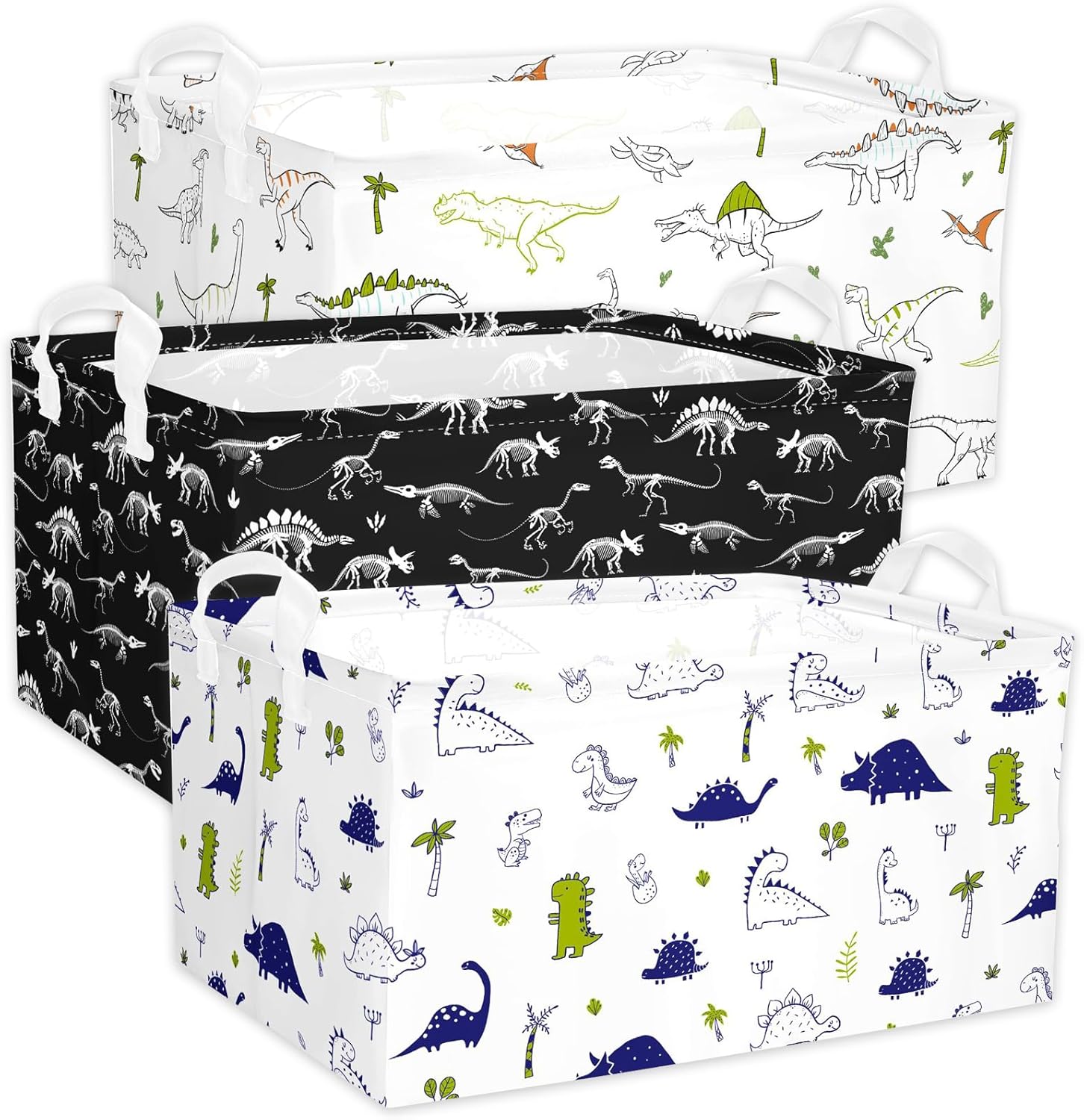 Boy Dinosaur Storage Basket, Dino Kids Large Storage Bins Box with Handles,Shelf Basket Ideal for Room Nursery Decor, Books, Organizing Clothes (Dinosaur)
