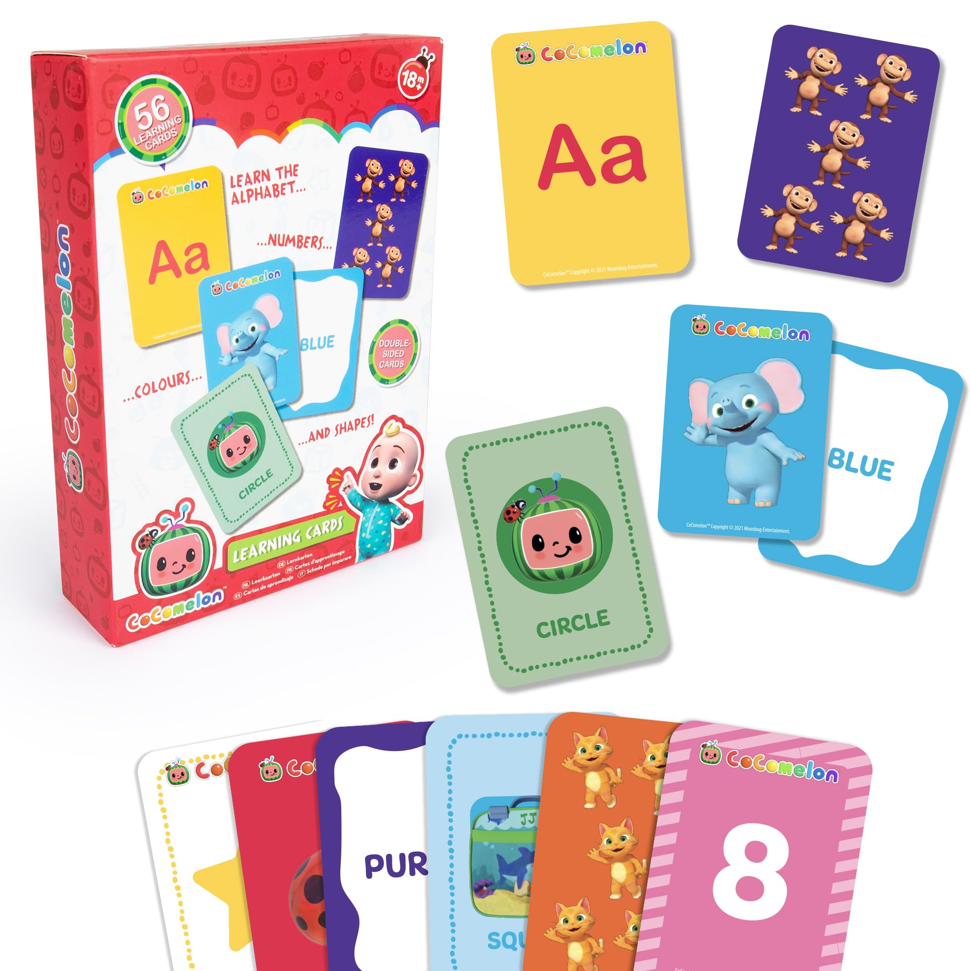 CoComelon Educational Flash Cards for Toddlers  Alphabet, Numbers, Colours & Shapes Learning Set  Ideal Early Learning Toys for Ages 1-3