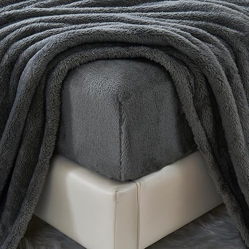 Miniatura 4 de YIYEA Juego de sábanas para cama individual  Juego de sábanas de franela de pelo sintético ultrasuave de lujo  Sábanas de vellón lanudo mullido