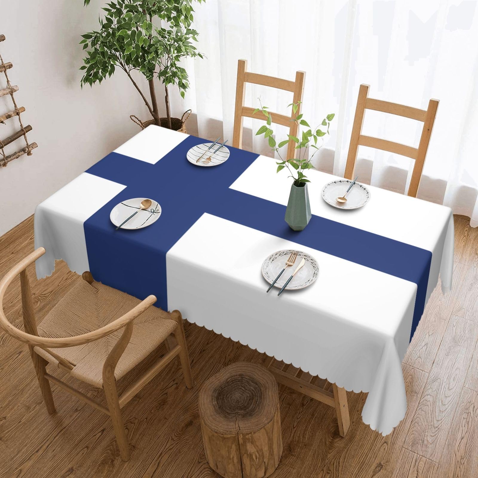 MROWYC Finnish flag Printed tablecloths are suitable for hotels, picnics, and parties, and can effectively protect the tabletop
