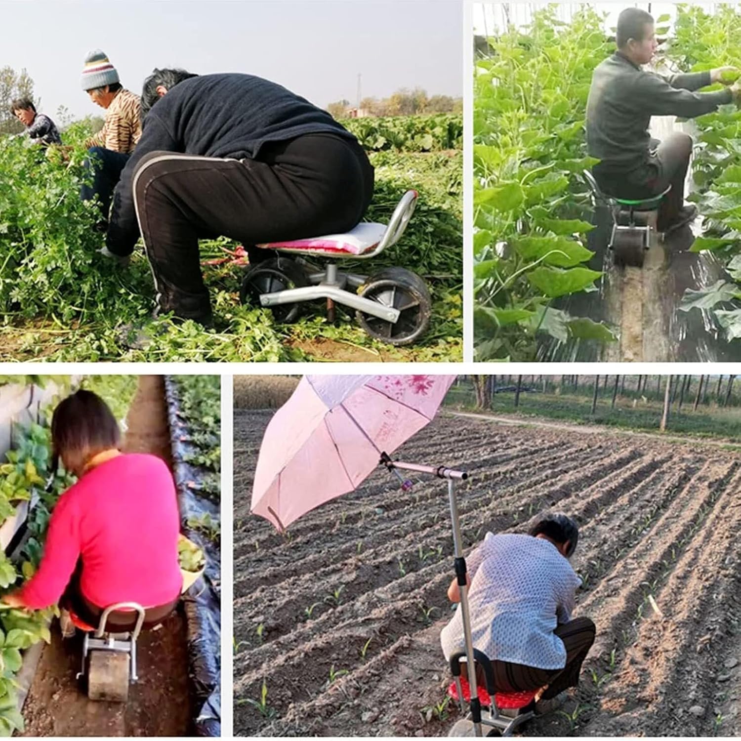 Gardening Work Seat Gardening Stool,with Backrest,Adjustable Height,360 Degree Swivel,Heavy Duty,for Lawn Care