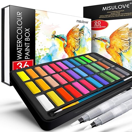 MISULOVE Watercolor Paint Set, 36 Colors in Gift Box with