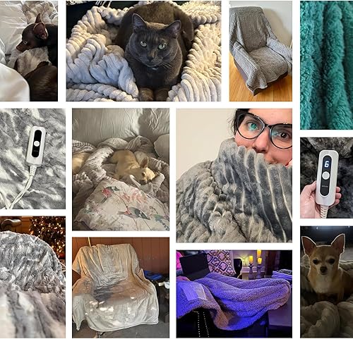 Miniatura 7 de Manta térmica eléctrica tamaño individual, suave y acogedora manta eléctrica de franela gruesa y sherpa para cama, sistema de seguridad automático,