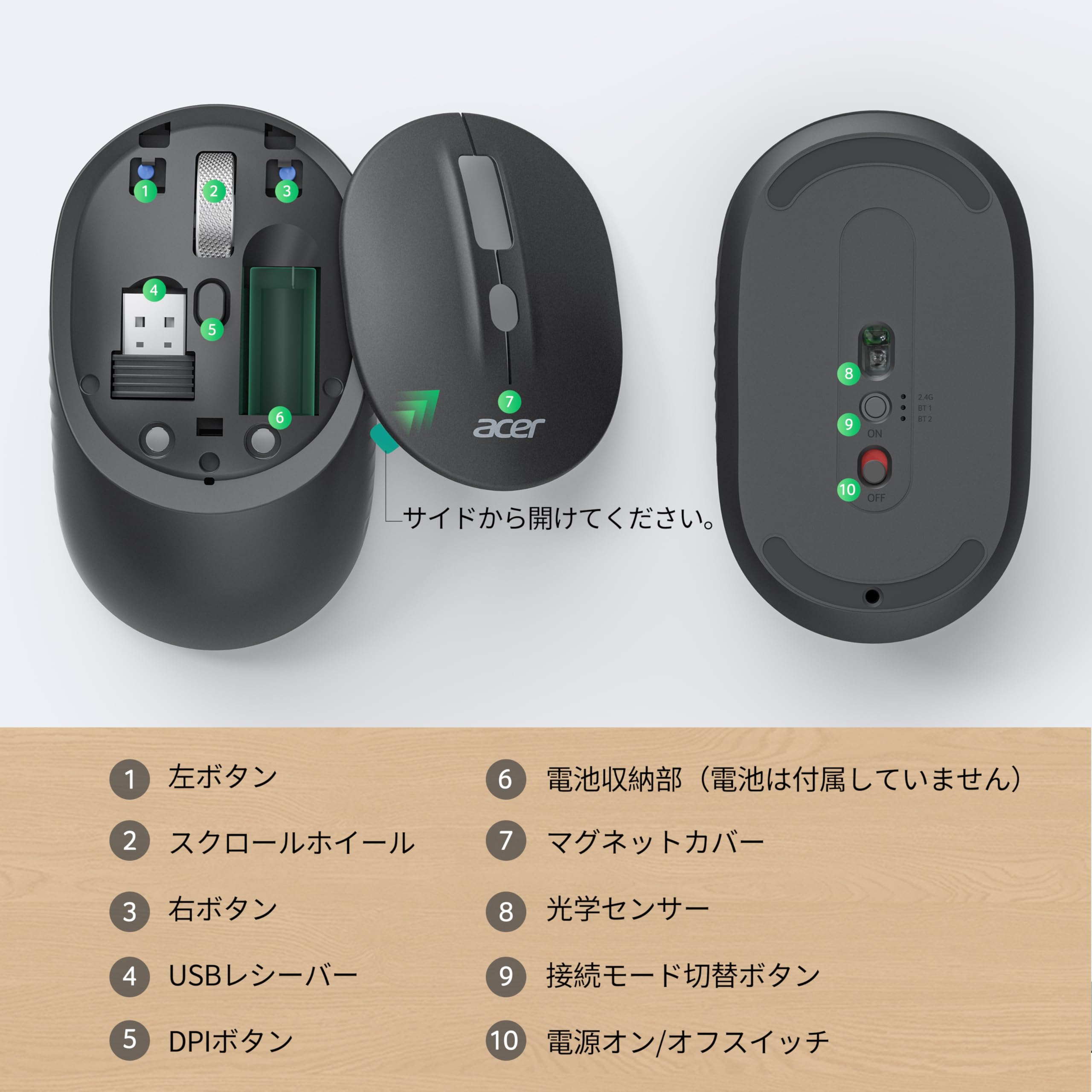 Amazon | Acer 無線マウス ワイヤレス マウス Bluetooth 5.2 + 2.4GHz