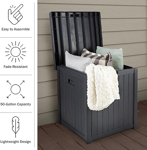 Miniatura 3 de Pure Garden Caja de almacenamiento para exteriores, 50 galones, gris