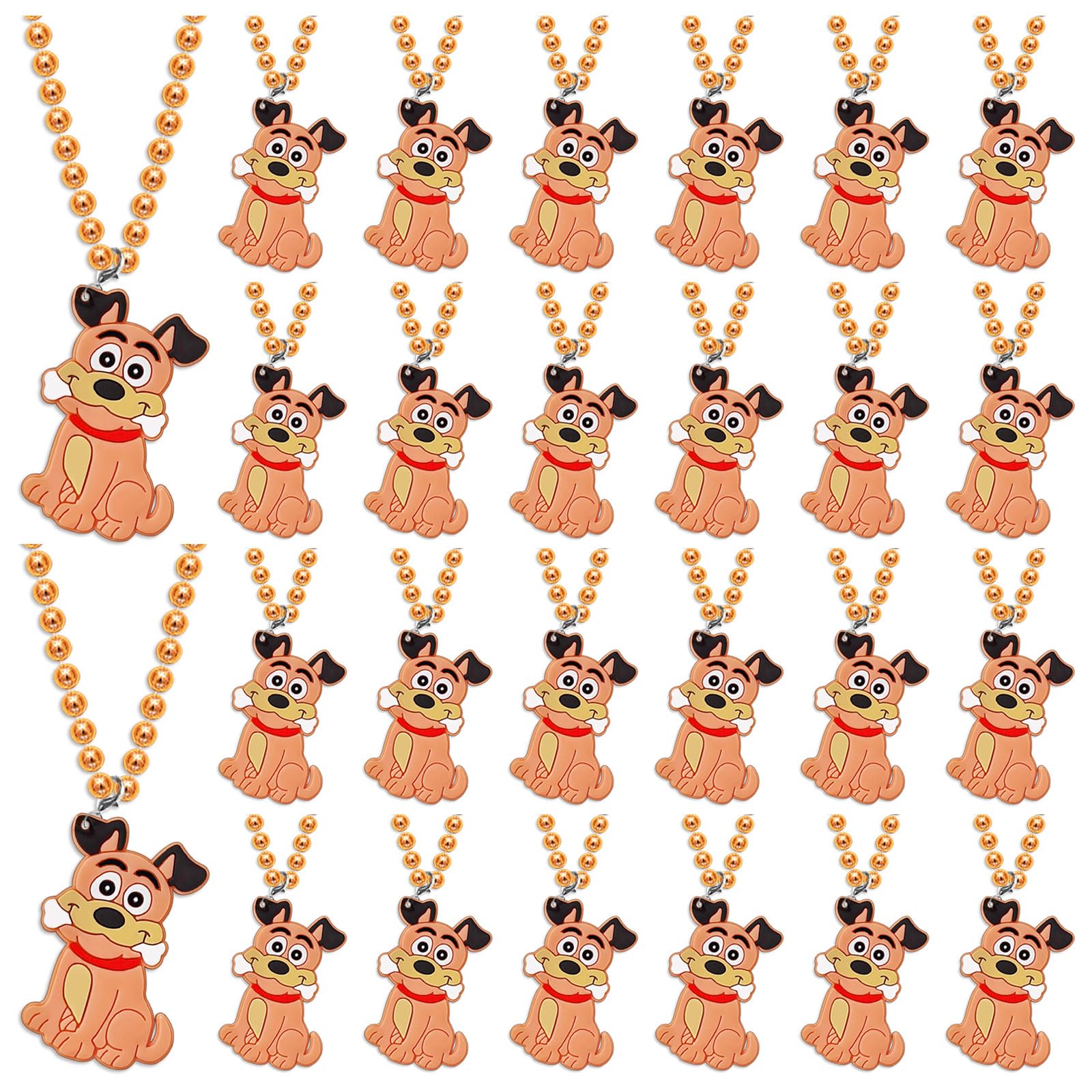 KeeStar 24 Pack Dog Necklace Party Favors for Animal Themed Party, Baby Shower, Birthday, School Carnival Rewards, Photography Props, Home Decorations