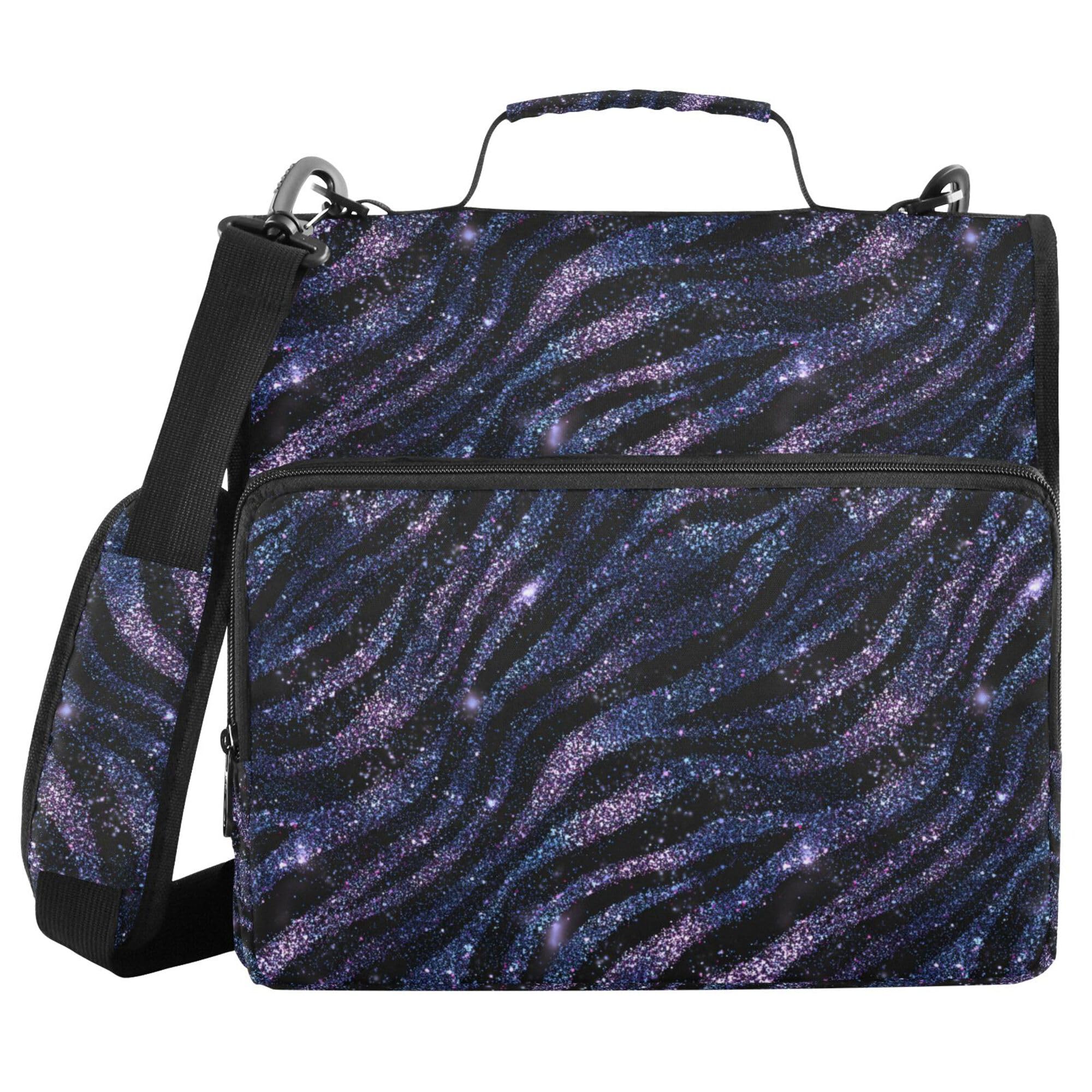 ALAZA Borsa per raccoglitori a 3 anelli, anelli a D da 3,8 cm, organizza facilmente carta da 2,5 cm, con stampa zebrata, grande, con cerniera, organizer per scuola e ufficio
