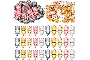 Funtery 80-Piece Mini Resin Cat Charms for Jewelry Making