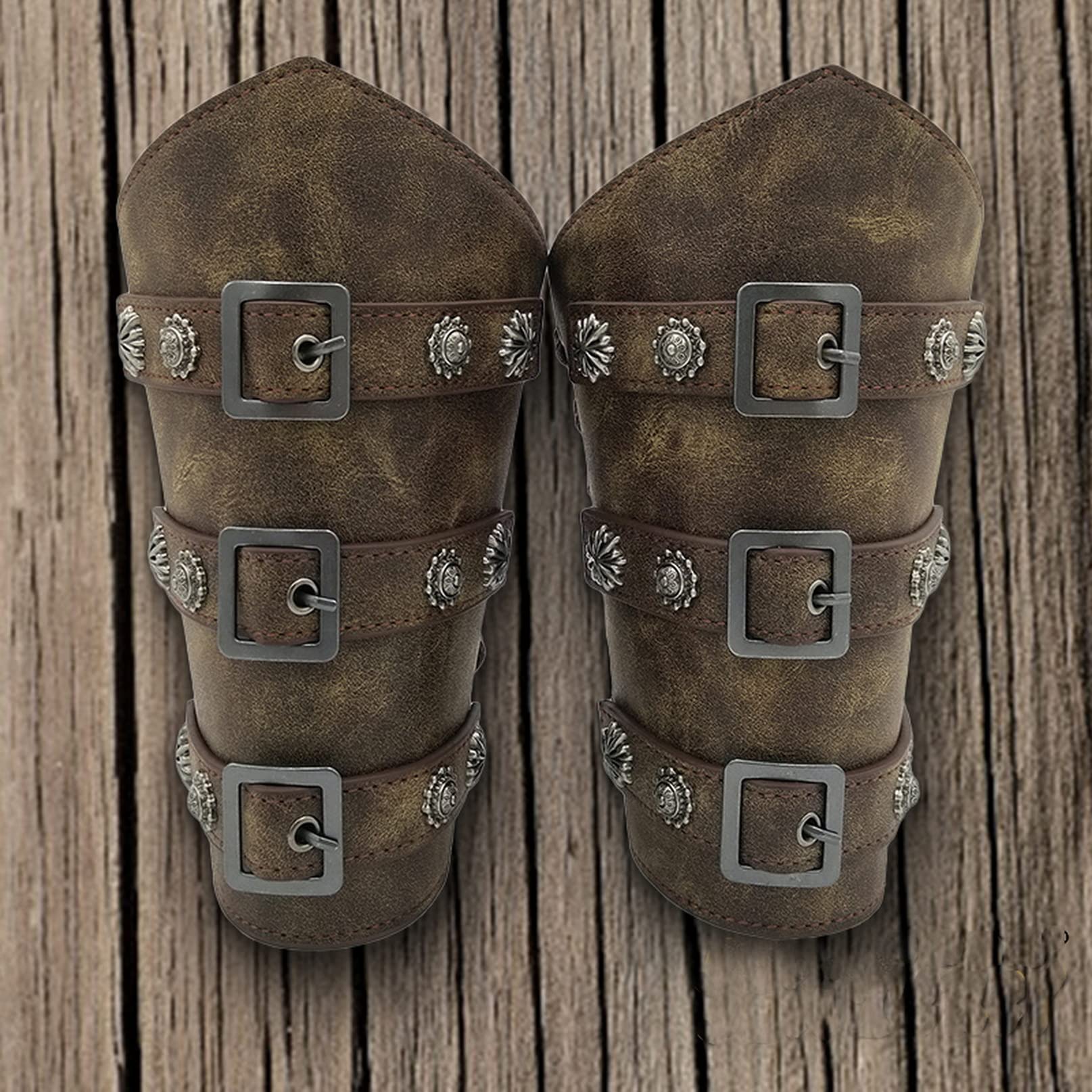 COSFAN Brassards Rétro Armure Médiévale Brassard Pour Le Tir Chasse Médiévale Renaissance Pu Brassard En Cuir Viking Punk Gothique Bras Gardes Gauntlet Brassards Armure De Chevalier Réglable