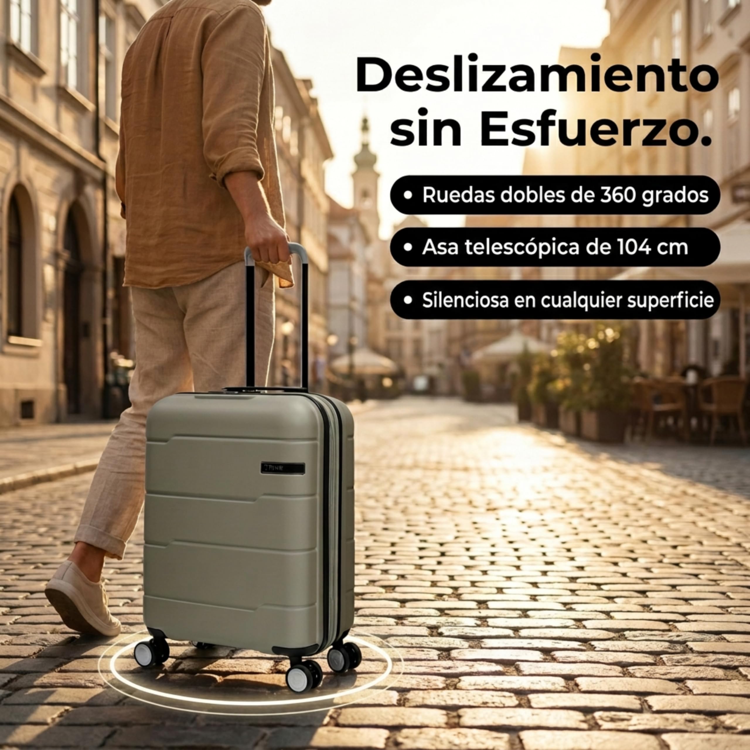 Maleta de Cabina 55x40x20 cm Expandible, Equipaje de Mano Rígido ABS Ligero 41L, Cerradura TSA, 4 Ruedas Dobles 360°, Compatible con Ryanair, Vueling y EasyJet, 2,8 kg – Color Taupe