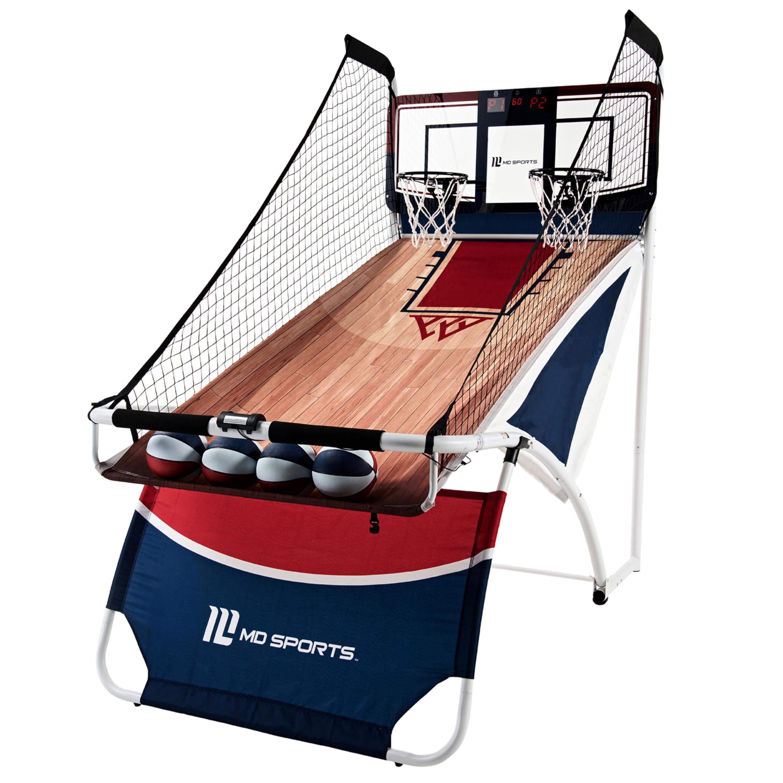 MD SPORTS バスケットボールシュートゲーム Amazon.com: MD Sports 7-ft EZ-Fold Dual Shot Basketball Arcade
