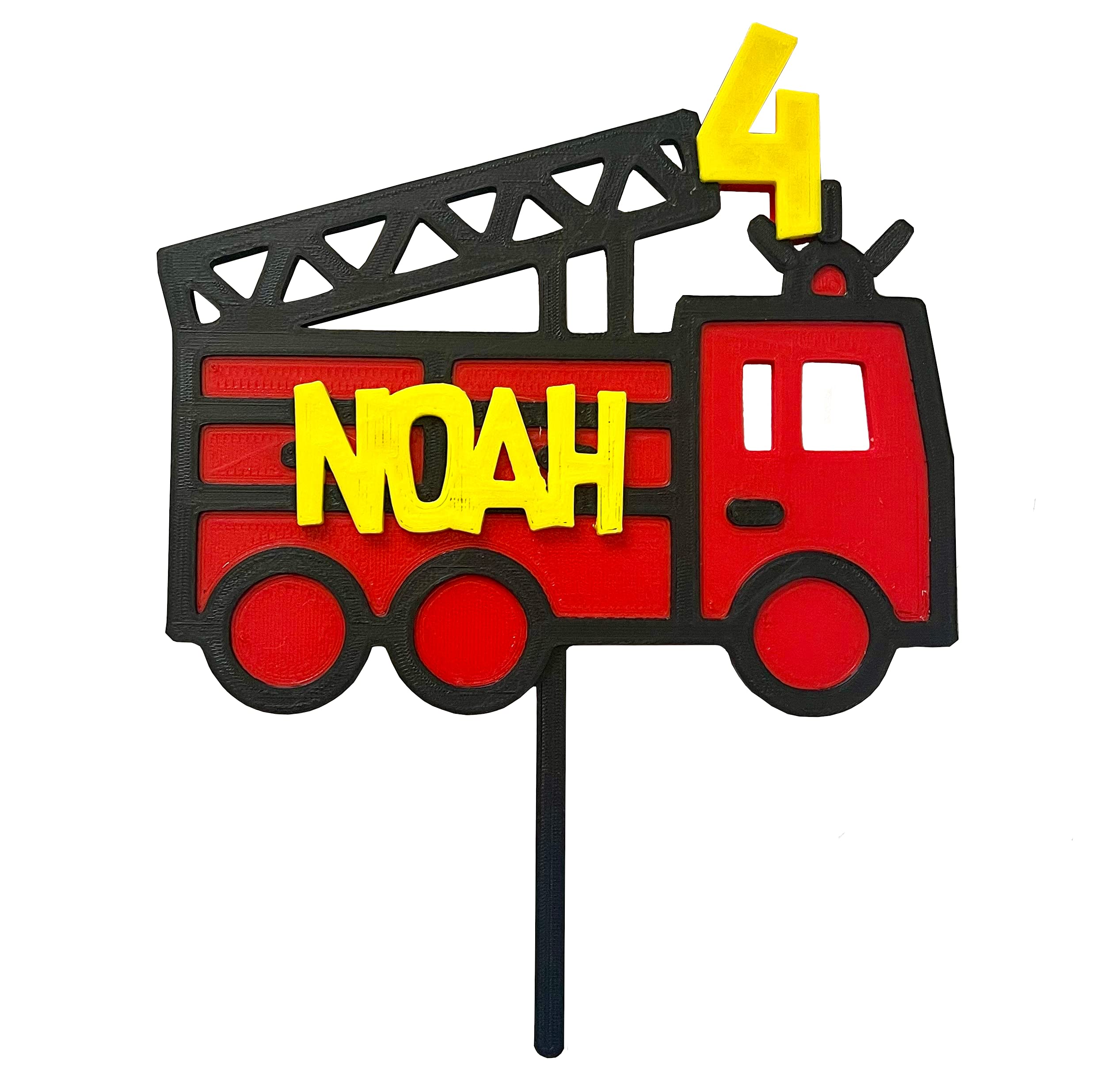 Fire Engine Cake Topper - Fireman - Personalised - Vehicles - Fire Man - Key Worker