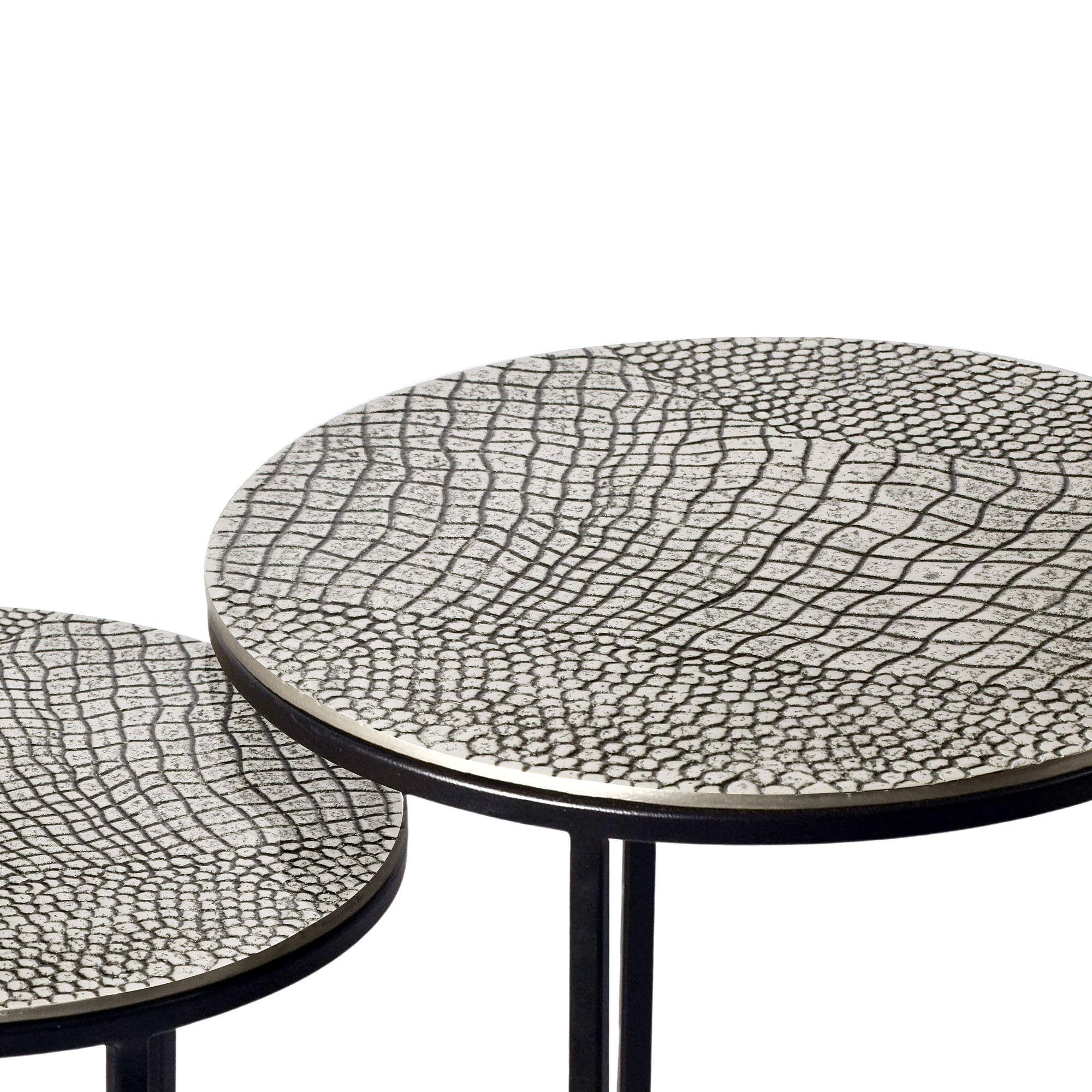 FineBuy Tables Gigognes Métal Lot de 2 Rond Argenté, Table d'appoint