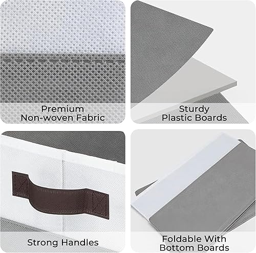 Miniatura 6 de Cupic Cupid Cesta de almacenamiento para armario, paquete de 4 contenedores de tela con asas para estantes, organizador plegable para ropa y