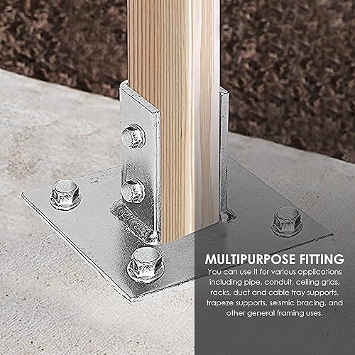 Miniatura 5 de Newhouse Electric Conector de base de poste cuadrado de acero Soporte de montaje de puntal de un solo canal en ángulo de acero de 3 pulgadas para