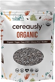 Cereausly Organic Black Chia Seeds 4lb Bulk - High Fiber Omega-3 Superfood Non-GMO Gluten-Free Vegan Kosher
