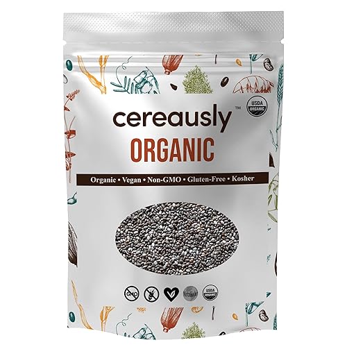 Semillas orgánicas de chía negra de 4 libras a granel – Superalimento Omega-3 con alto contenido de fibra, sin OMG, sin gluten, veganas, kosher,