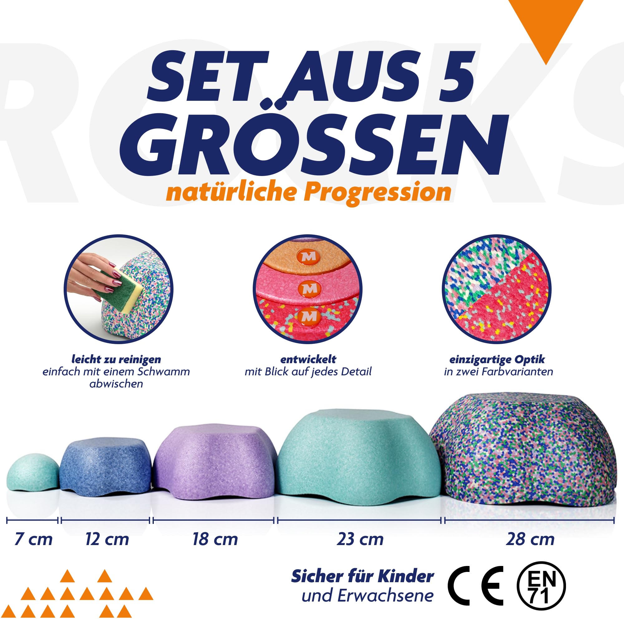 Rocks, Sensorische Balanciersteine für Kinder – 5er Set – Belastbar, Fördert Gleichgewicht, Motorik & Koordination – Indoor & Outdoor