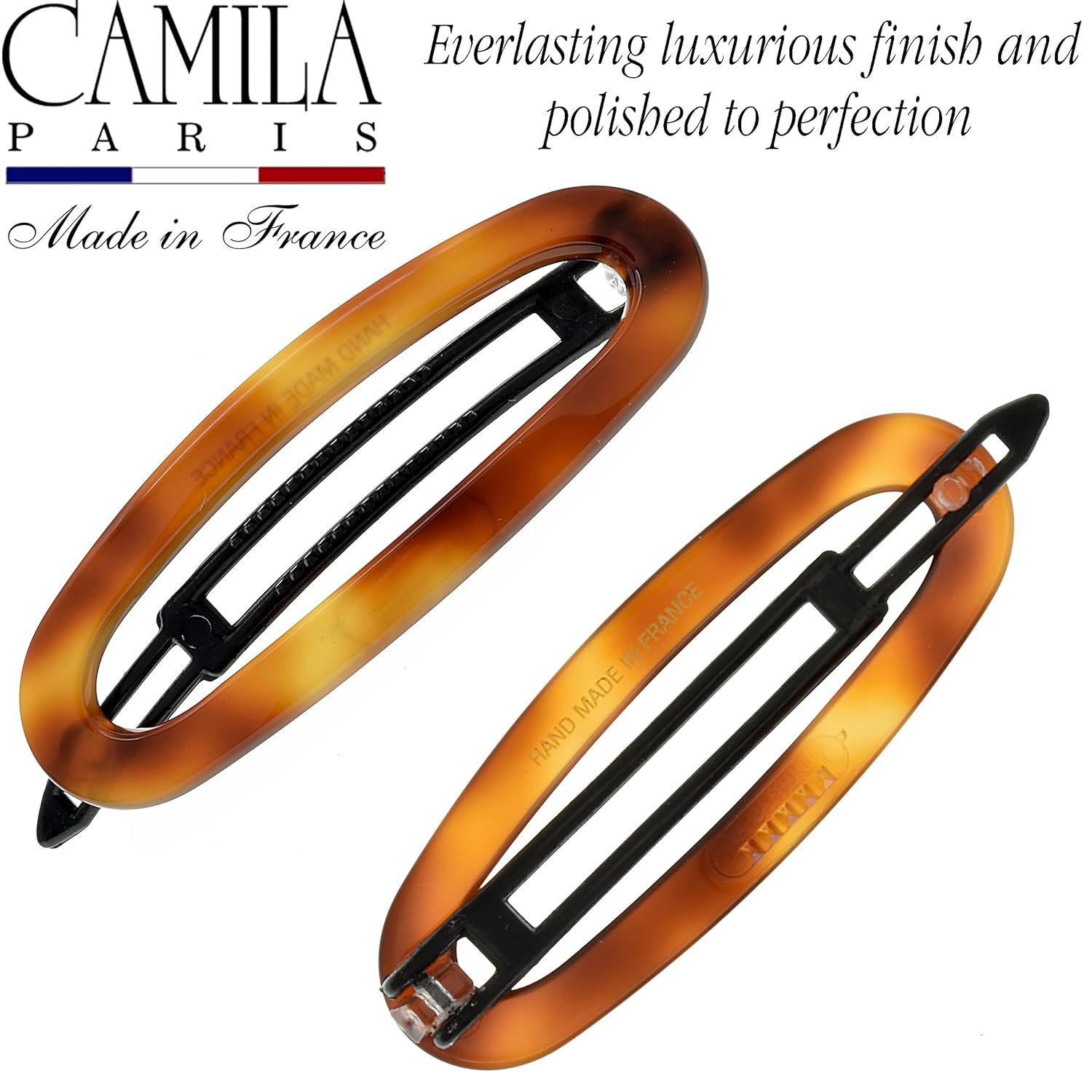 Camila Paris CP2249 French Hair Barrette Clip for Women, Handmade, Side Slide-in Metal-Free Closure Strong Hold Grip Hair Clips for Girls, No Slip Durable Styling Hair Accessories, Made in France - Image 5