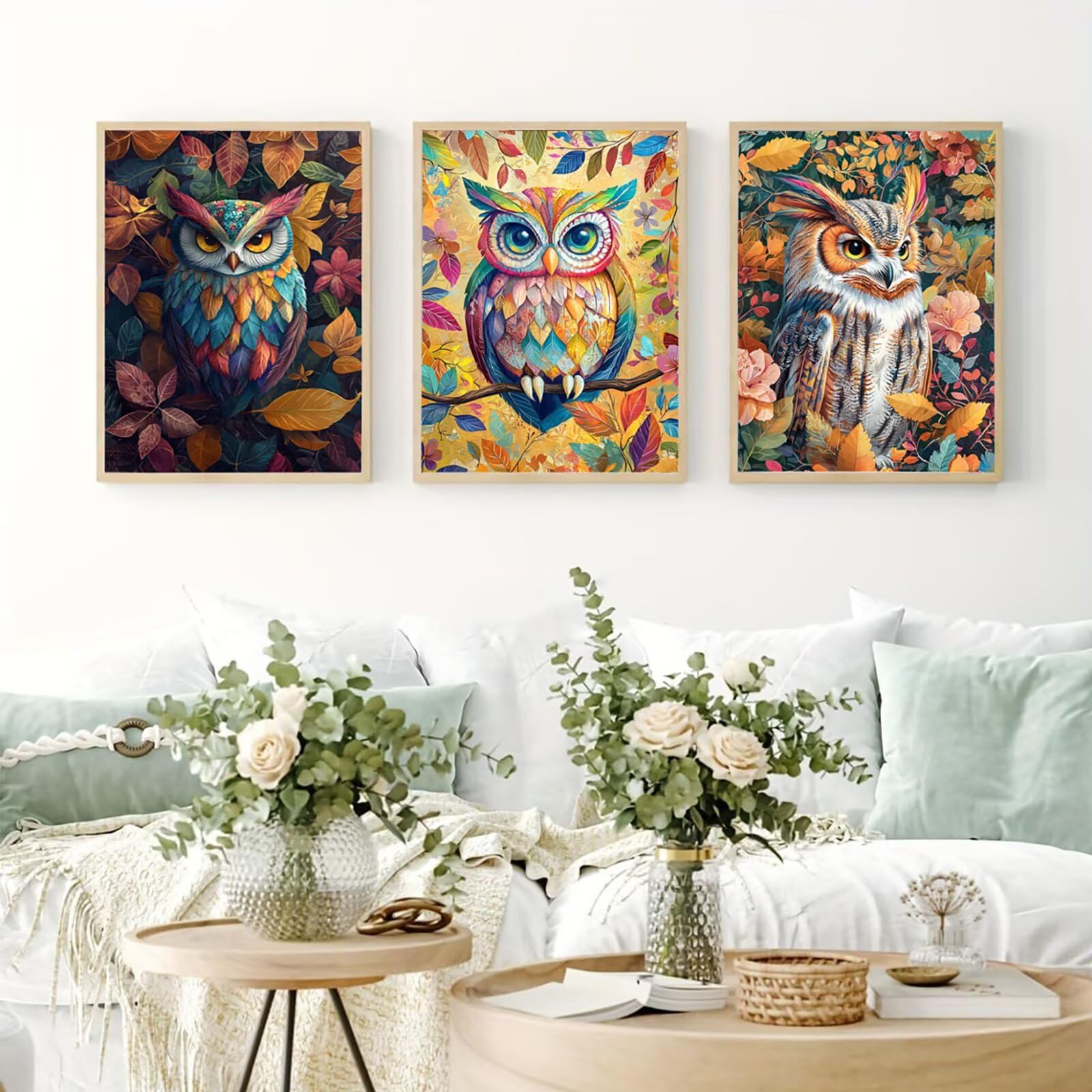 Generico Cnyaunfi 3 Pezzi Animali Pittura Diamante Fai-Da-Te, 5D Beige Diamond Painting Kit Completo per Hobby Creativi Adulti, Per La Decorazione Della Parete Di Casa 60x80cm YF-3488