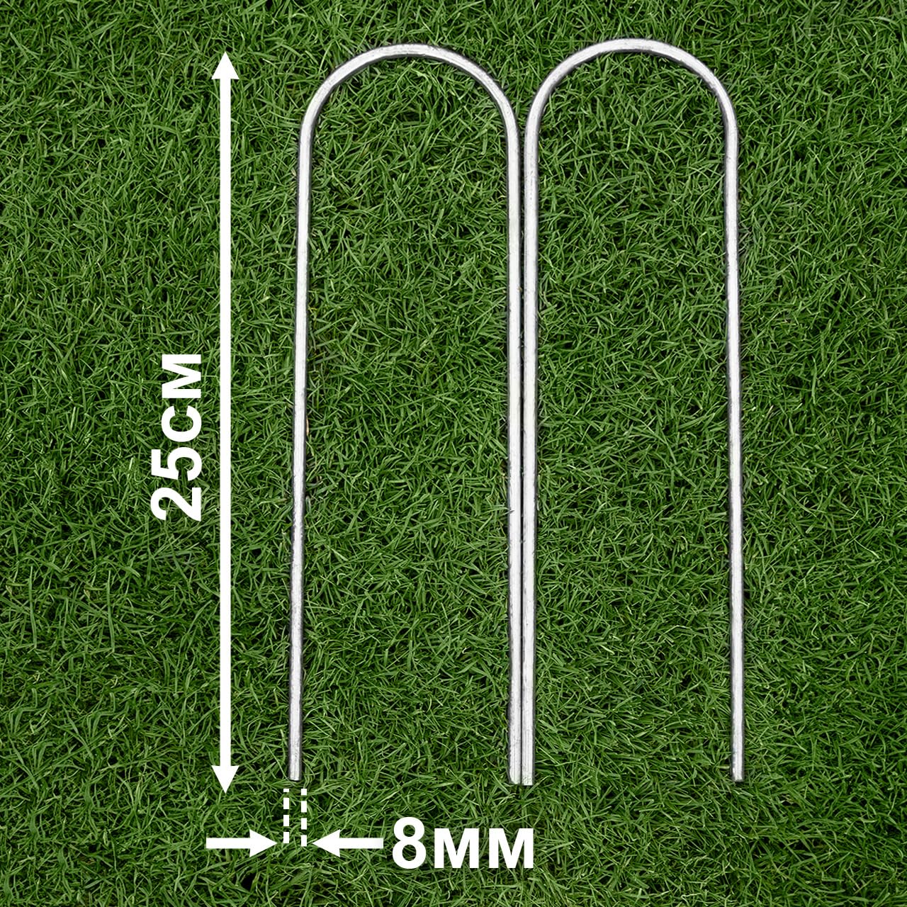 FORZA Sistema di Fissaggio per Porte di Calcio Steel [2 Dimensioni] - Picchetti a U di qualità per Porte di Calcio in PVC