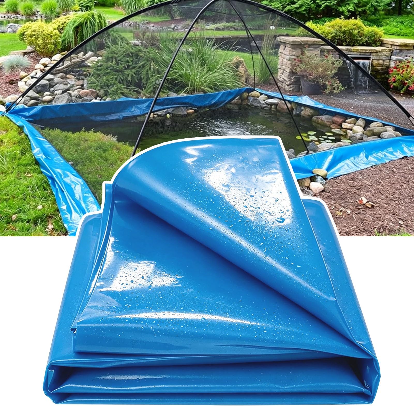 Scumlovy Large Blue Pond Liner, Flexible Underlay Membrane, Preformed Garden Sealing Film for Fish Landscaping Water Feature Streams Fountains 4x5m 8x12m 10x15m | 5x10m(16.4x32.8ft)