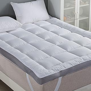 YZTEX Microfiber Mattress Topper 10cm ANTI ALLERGIC Ultra Air Flow Mattress topper, Anti-Slip Down Alternative Mattress Pad 3D Massage Bubbbles Cover double Size White