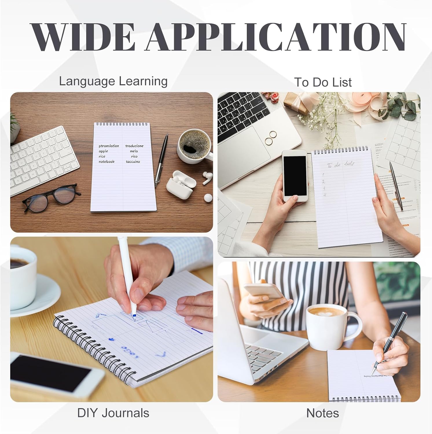 Fuyoooo 6 Pack Steno Pads Spiral 6 x 9 Inch Gregg Rule 100 Sheets Steno Notebook Top Spiral Notebook for Writing Steno Books for Office College Home Office (Grey)