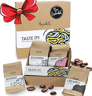 Morgenheld Kaffeebohnen Geschenk Set 1kg, Premium Arabica Kaffee ganze Bohnen 4x250g, Traditionelle Röstung