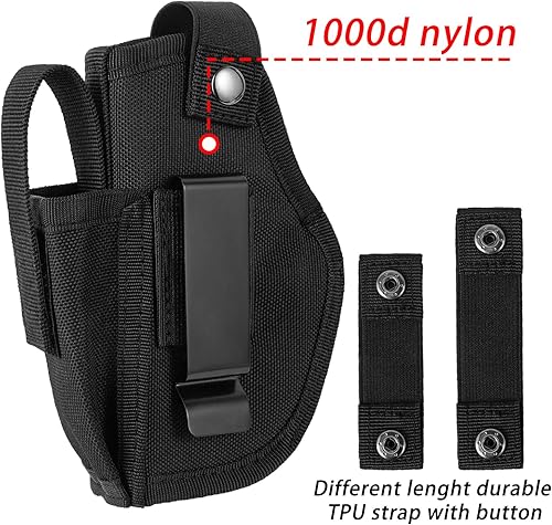 Miniatura 3 de Funda para pistola con bolsillo para cargador para pistolas de 0.354 in 380 45ACP Glock 17 19 26 27 42 43, soporte compacto para pistola de mano
