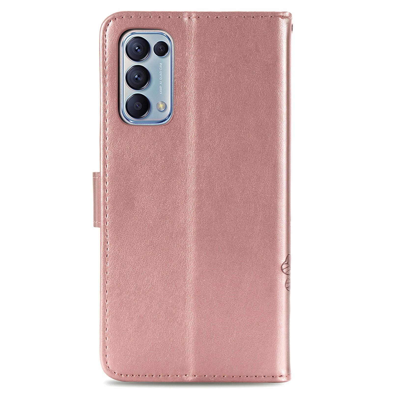 Custodia Portafoglio Asuwish Per OPPO Find X3 Lite Con Vetro Temperato, Pelle PU, Supporto E Slot, Rosa Oro - 2