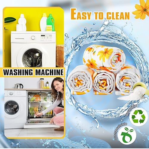 Miniatura 6 de CHENGU 4 toallas de cocina de verano con flores amarillas para decoración de casa de campo, toalla de cocina absorbente de primavera, toallas de