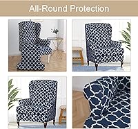 Vista 3 de Eco-Ancheng Funda para silla Wingback, 2 piezas, respaldo de ala, fundas de elastano para sillón con respaldo de ala, fundas para sillón con parte
