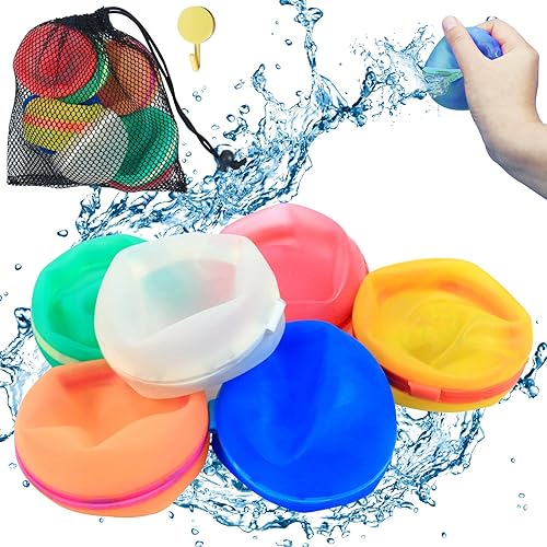 6 globos de agua reutilizables, relleno rápido autosellante, bolas de salpicaduras de bomba de agua, globo de llenado rápido con bolsa de