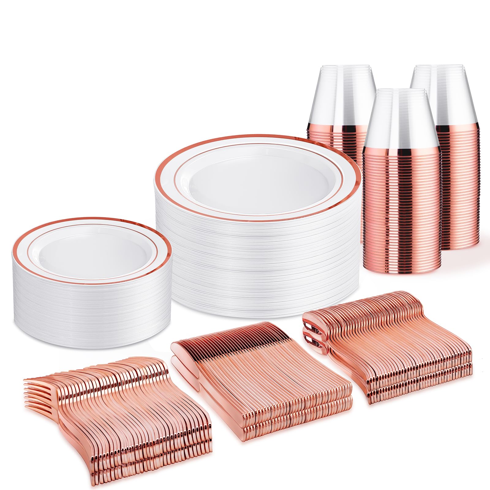 WELLIFE Silver Disposable Dinnerware Set - 600 Piece -21