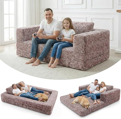HABUTWAY Convertible Sofa Bed, 3-in-1 Futon Sofa Bed with Pillow, Foldable Pull 