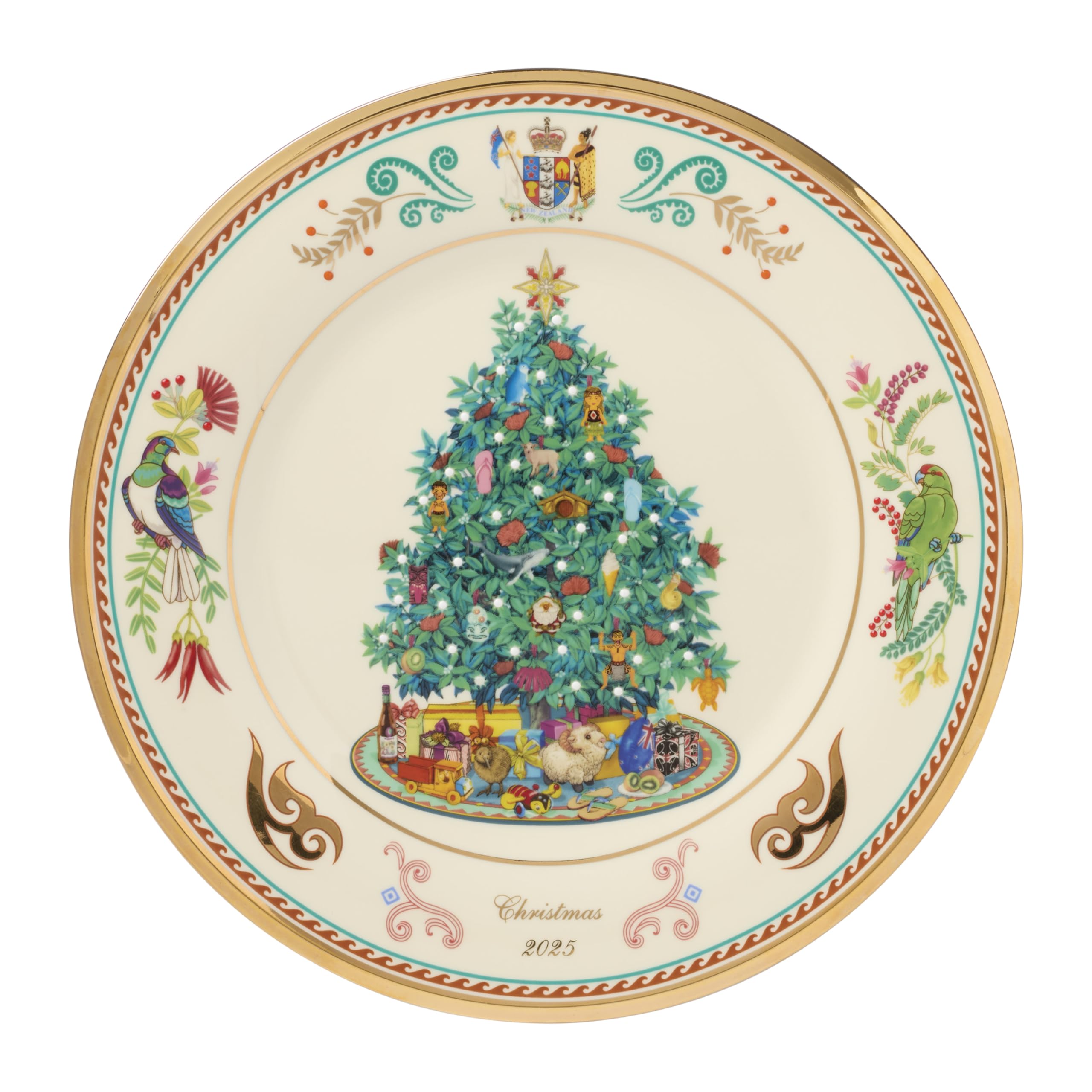 Lenox 897906 2025 Trees Around The World Plate, New Zealand, Christmas Plates, Dishware