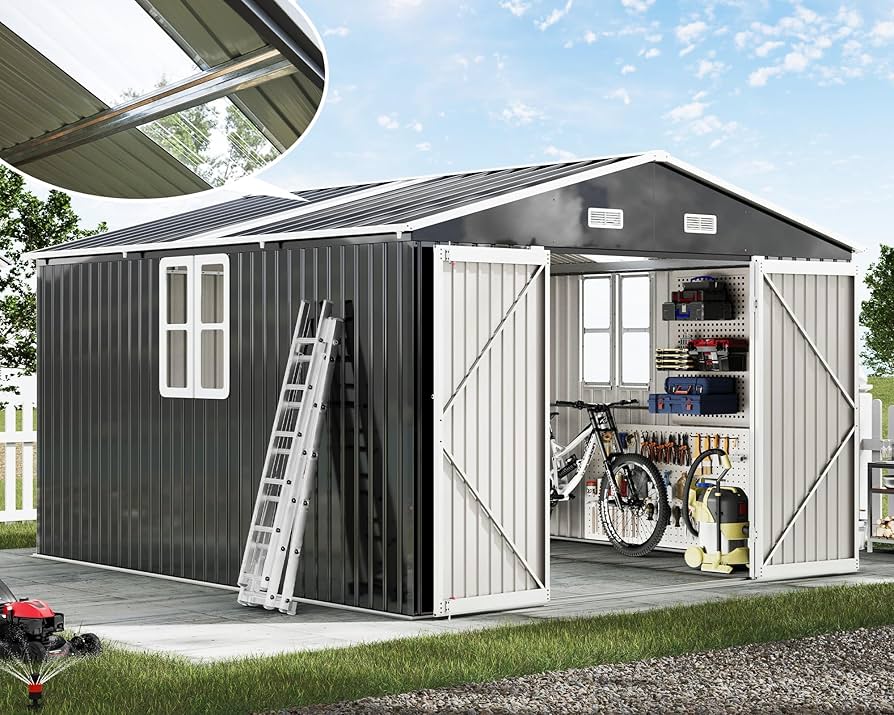 Amazon.com : AMERLIFE 10x12x7 FT Outdoor Storage Shed with 2