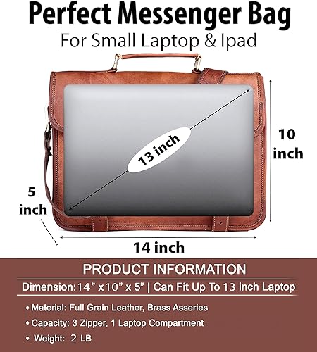 Miniatura 3 de Maletín para portátiles de piel auténtica para hombres AUTH, (Classy)