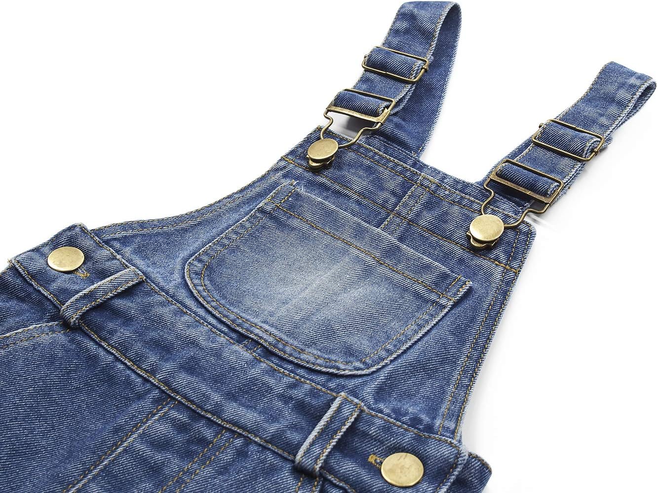KIDSCOOL SPACE Baby Girl Boy Jean Overalls,Little Kid Bib Pocket Denim Workwear - Image 3