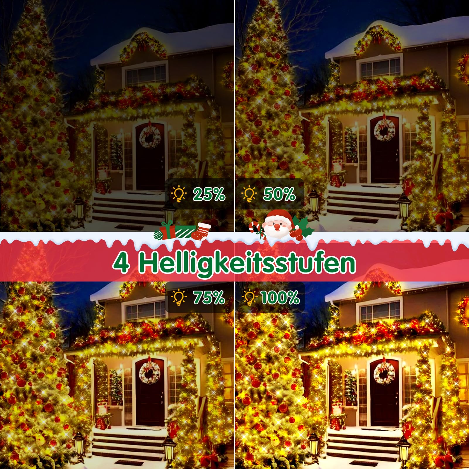 XURISEN 123M Lichterkette 1000 LED Warmweiß Dunkelgrün Weihnachtsbaum Timer 8 Modi IP44 Wasserdicht Fernbedienung für Garten Balkon Weihnachtsdekoration