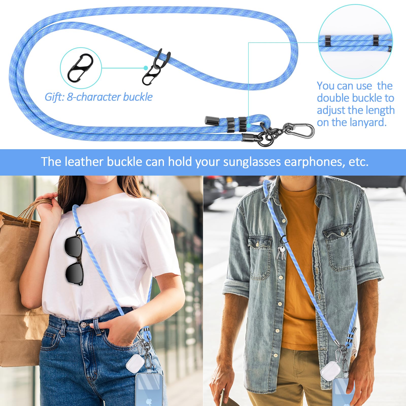 Cordino Antifurto Per Cellulare AULEEP - 2 Tracolle Regolabili Con Toppe Per Tutti Gli Smartphone - Foto 10