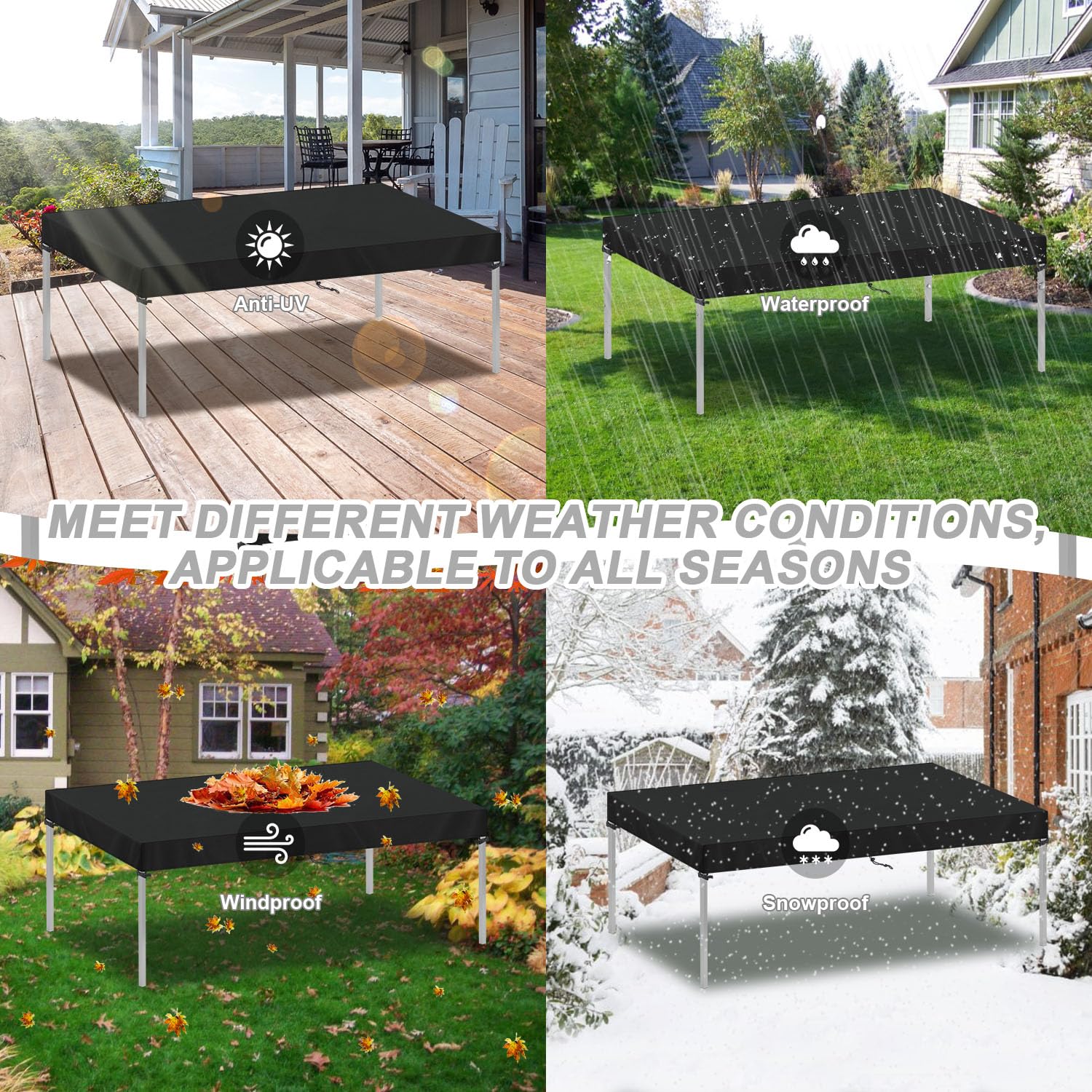 SIMPHAUS Telo Copertura Tavolo da Giardino Telo Impermeabile per Tavolo da Esterno Telo Copri Tavolo da Giardino Copri Mobili da Giardino Resistente UV Tessuto Oxford 420D 200x100x15cm