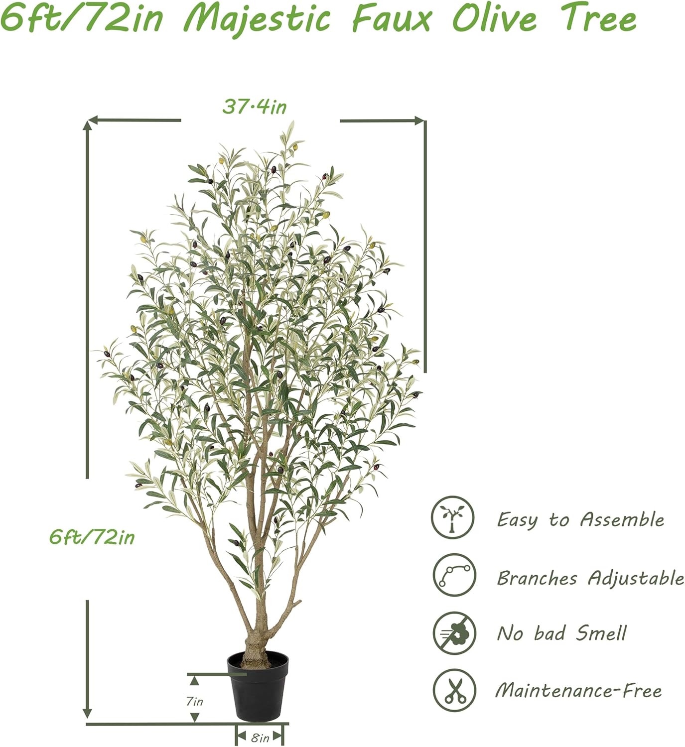 Nafresh Super Full Faux Olive Tree, 6FT Artificial Olive Tree Indoor, Fake Silk Trees with Realistic Leaves and Lifelike Fruits for Indoor Outdoor Living Room Corner Office Bedroom Home Decor