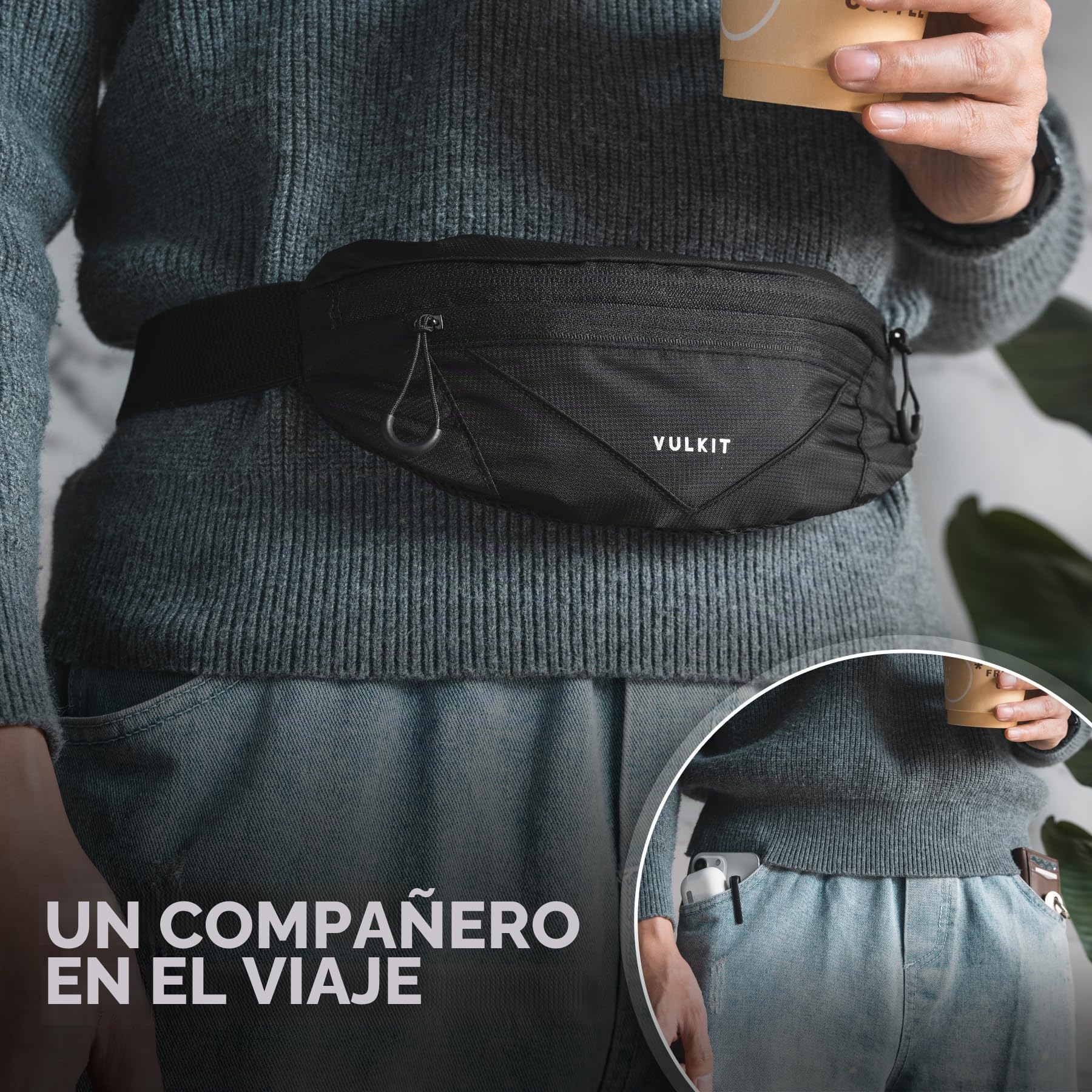 VULKIT Riñonera para Correr Impermeable con Hebilla Ajustable y Correa Elástica para Teléfonos de Menos de 7'' Ideal para Senderismo Senderismo Viajes y Actividades al Aire Libre