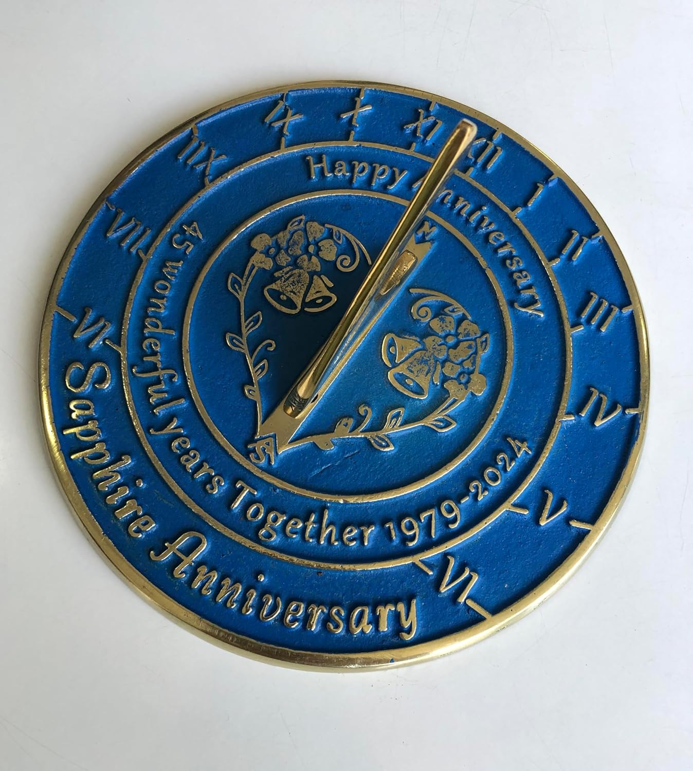 ARTIZANSTORE 45th Sapphire 1979 in 2024 Wedding Solid Brass Anniversary Sundial Gift Idea is A Great Present for Him, Her, Parents, Grandparents Or Couple for 45 Years