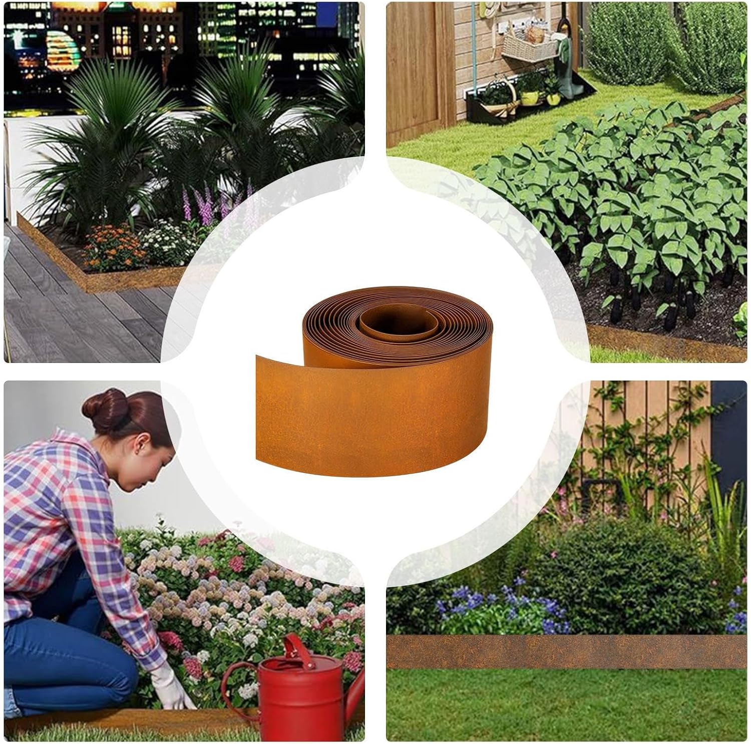 Garden Edging Border, Weatherproof Protective Cuttable Steel, Lawn Edging and Landscape Border with Flexible Installation Design, Reliable Ground Perimeter for Grass Containment and Garden Styling