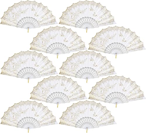 Miniatura 11 de QIRMIZI Paquete de 10 ventiladores plegables – Abanicos de mano de estilo español de mano, abanicos de mano a granel para bodas, fiestas de té,